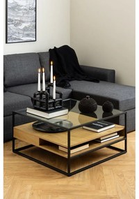 Масичка за кафе със стъклен плот в естествен цвят 80x80 cm Randolf – Actona