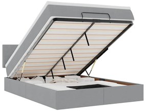 3312229 vidaXL Османска легло с матрак и LED, светлосиво, 140x200 см, плат
