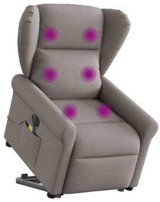 3303411 vidaXL Електрически изправящ масажен реклайнер стол таупе текстил
