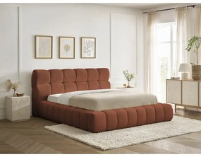 Оранжево двойно тапицирано легло с място за съхранение с включена подматрачна рамка 160x200 cm Mont Blanc – Bobochic Paris