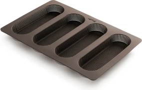 Форма за печене на багети Lekue 1009039, 29x20x2 см, 600 мл, 4 отделения, Платинен силикон, От -60 до +220C, Кафяв