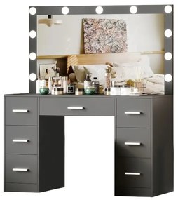 Голяма тоалетка с осветление 80 x 40 x 110cm черна