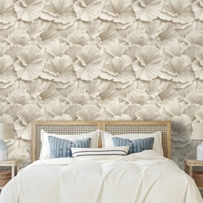 Тапет – Бежови цветя в нежен стил