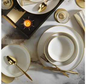 Комплект за хранене 18 части бежов/златист/порцелан