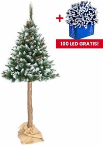 Уникална леко заснежена изкуствена коледна елха на дънер 160 см