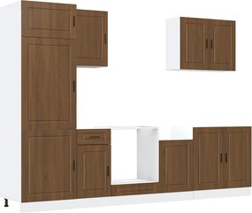 3314788 vidaXL Комплект кухненски шкафове, 7 части, "Porto", кафяв дъб, инженерна дървесина