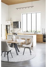 Кръгла сгъваема трапезна маса от декор от дъб в естествен цвят ø 135 cm Maddock – Rowico