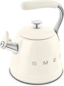 Свирещ чайник Smeg WKF01CR, 2.3 л, Индукция, Ненагряваща се дръжка, Стомана, Крем