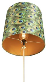 Подова лампа злато/месинг с кадифена абажур Peacock 40/40 cm - Parte