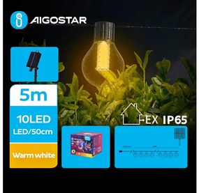 Aigostar - LED Solar декоративни лампички 10xLED/8 функции 5,5 м IP65 топло бял