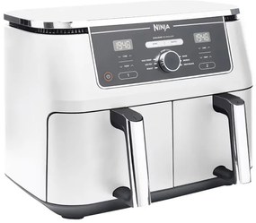 Двоен фритюрник с горещ въздух Ninja AF400EUWH, 2470W, 9.5 л, 6 програми, 40-240 C, Независими зони, Бял
