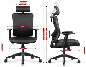 Ергономичен офис стол HC-1041 - черен, с регулируема облегалка за глава и лумбална опора