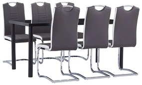 Sonata H Трапезен комплект от 7 части, изкуствена кожа, сив