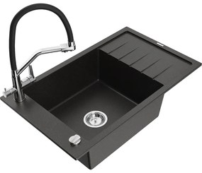 Mexen Elias гранитна мивка с една камера с дренаж и кухненски смесител Duo,
