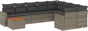 3256620 vidaXL Градински комплект диван с възглавници 10 части сив полиратан