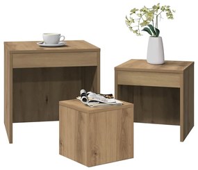 856687 vidaXL Стифиращи маси, 3 бр, дъб артизан, инженерно дърво