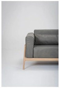 Тъмно сив диван от биволска кожа с масивна дъбова конструкция , 240 см Fawn - Gazzda