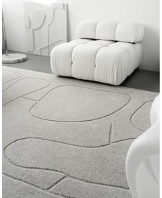 Светлосив вълнен килим 133x190 cm Morphic – Agnella