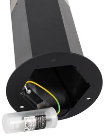 Външна подова лампа черна с димен абажур шестоъгълник 30 см - Denmark