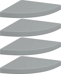 323924 vidaXL Окачени ъглови рафтове, 4 бр, сиви, 35x35x3,8 см, МДФ