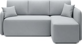 Светлосив кадифен разтегателен ъглов диван с място за съхранение (десен ъгъл) Hadson – ELTAP