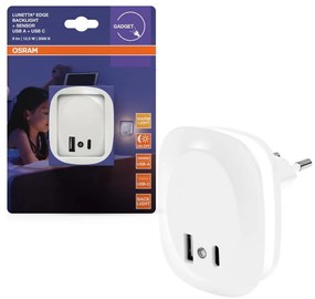 Osram- LED нощна лампа за контакт със сензор и USB LUNETTA LED/12,5W/230V