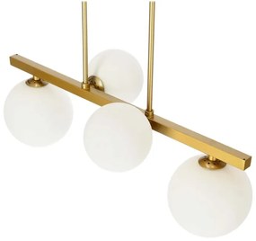 Висящо осветително тяло със стъклен абажур в бяло и златисто Kama – Candellux Lighting