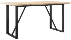 3282742 vidaXL Трапезна маса О-образна рамка 140x80x75,5 см бор масив и стомана