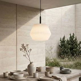 Модерна висяща лампа за външен монтаж черна с бял абажур 33 см IP44 - Robbert