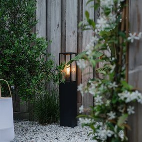 Индустриална външна подова лампа черна 80 см IP44 - Charlois