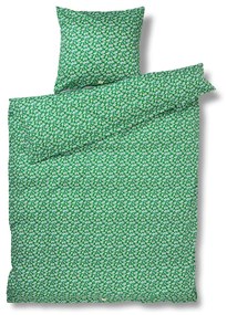 Удължено зелено памучно спално бельо от сатен за единично легло 140x220 cm Pleasantly - JUNA