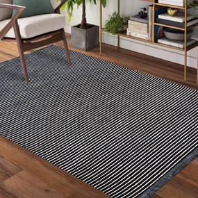Черно-бял килим за дневна с противоплъзгащо покритие Ширина: 200 см | Дължина: 290 см