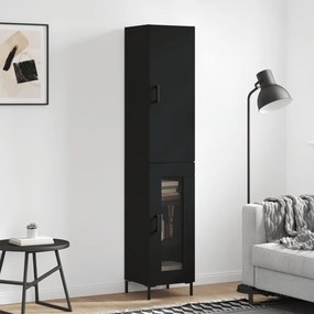 3199042 vidaXL Висок шкаф, черна, 34,5x34x180 см, инженерно дърво
