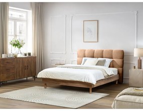 Светлорозово двойно тапицирано легло с включена подматрачна рамка 180x200 cm Kumo – Bobochic Paris