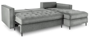 Светлосиво кадифено ъглово канапе, десен ъгъл Santo - Milo Casa