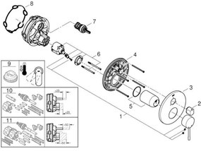Външни части на вграден смесител за кран Grohe Essence New-Антрацит Гланцово