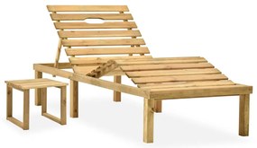 3065873 vidaXL Градински шезлонг с масичка и шалте, импрегнирано борово дърво