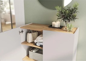 Кремаво шкафче с дъбов декор 74x105x33 cm Alviano – Germania