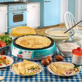 Уред за палачинки Ariete PARTY TIME 0202/01, 1000W, Незалепващо покритие, Лесно почистване, Индикатор за готовност, Тюркоаз