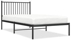 350859 vidaXL Метална рамка за легло с горна табла, черна, 100x200 см