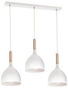 Пендел NOAK WOOD 3xE27/15W/230V бял/бук