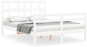 3194802 vidaXL Рамка за легло с табла бяла Small Double масивна дървесина