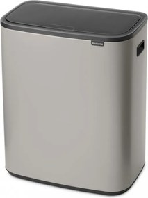 Кош за боклук Brabantia Bo Touch 1010456, 2x30 л, Плавно и безшумно отваряне, Голям отвор, Сив
