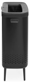 Кош за пране Brabantia Bo 1004177, 2x45 л, Пълнене без отваряне, Вентилационни отвори, Регулируеми крачета, Черен