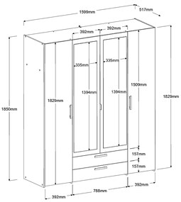 Гардероб Dorm 4-door с огледало-Mauro