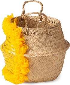 Жълта/естествена детска кошница за играчки от морска трева ø 30x28 cm Lion – Compactor