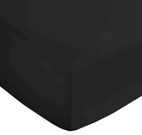 Черен еластичен чаршаф от памучен сатен 135x190 cm Cotton Sateen – Bianca