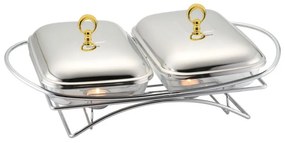 Съд за топло сервиране Klausberg KB 7922, 2х1.5 л, Термоустойчиво стъкло, Инокс/златист