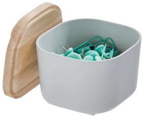 Сива кутия за съхранение с капак, изработена от дърво от пауловния , 9 x 9 cm Eco - iDesign