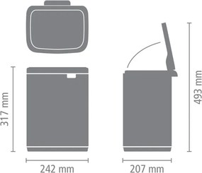 Кош за боклук Brabantia Bo Small 1006631, 7 л, Плавно и безшумно отваряне, Противоплъзгаща основа, Светлосин